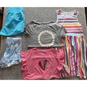 Girls Size XL Bundle 5pc Lot Stripe Dress Sequin Heart Tee Smiley Face Shorts